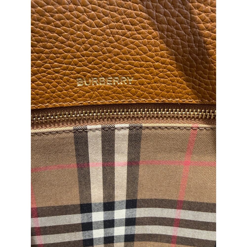 ❌sold-Burberry Brown Pebbled Leather Tote Bag House Check New - Picture 6 of 9
